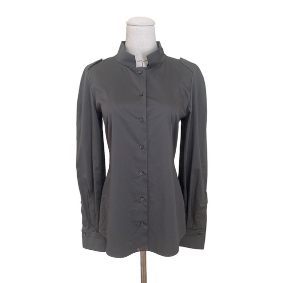 Celine Gray Button Down Shirt Blouse sz 38 *Flawed - Picture 1 of 12